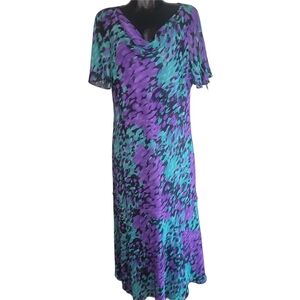 Windsmoor Purple and Aqua Patterned Maxi Dress 18